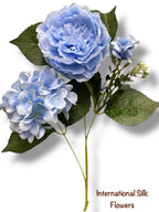 23'' Deluxe Silk Peony Hydrangea Bush ( B1502-Baby Blue )