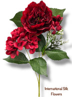 23'' Deluxe Silk Peony Hydrangea Bush ( B1502-Red Black )