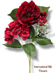 23'' Deluxe Silk Peony Hydrangea Bush ( B1502-Red Black )