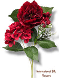 23'' Deluxe Silk Peony Hydrangea Bush ( B1502-Red Black )