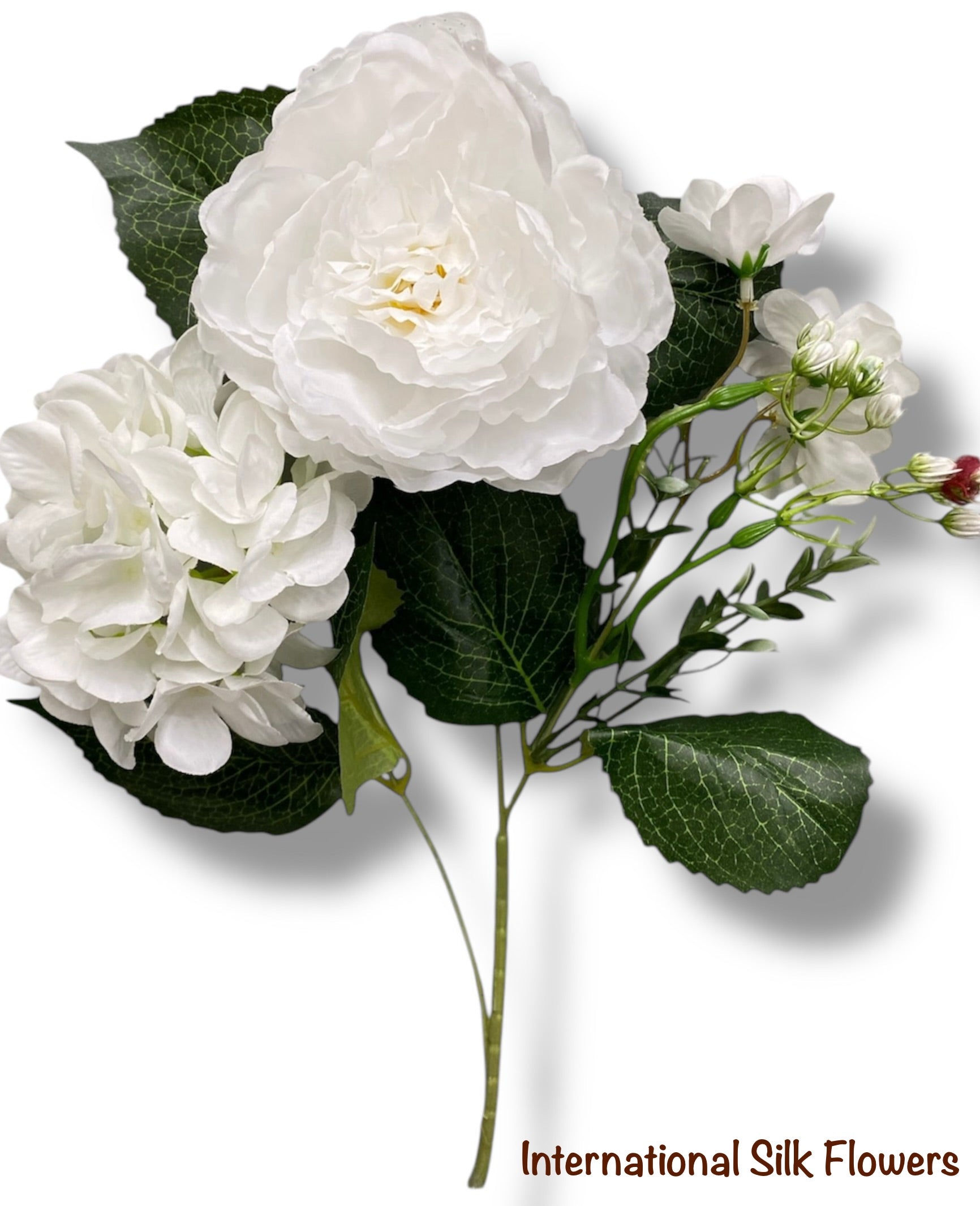 23'' Deluxe Silk Peony Hydrangea Bush ( B1502-White )