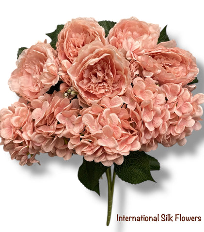 23'' Deluxe Silk Peony Hydrangea Bush ( B1502-Rose Gold )