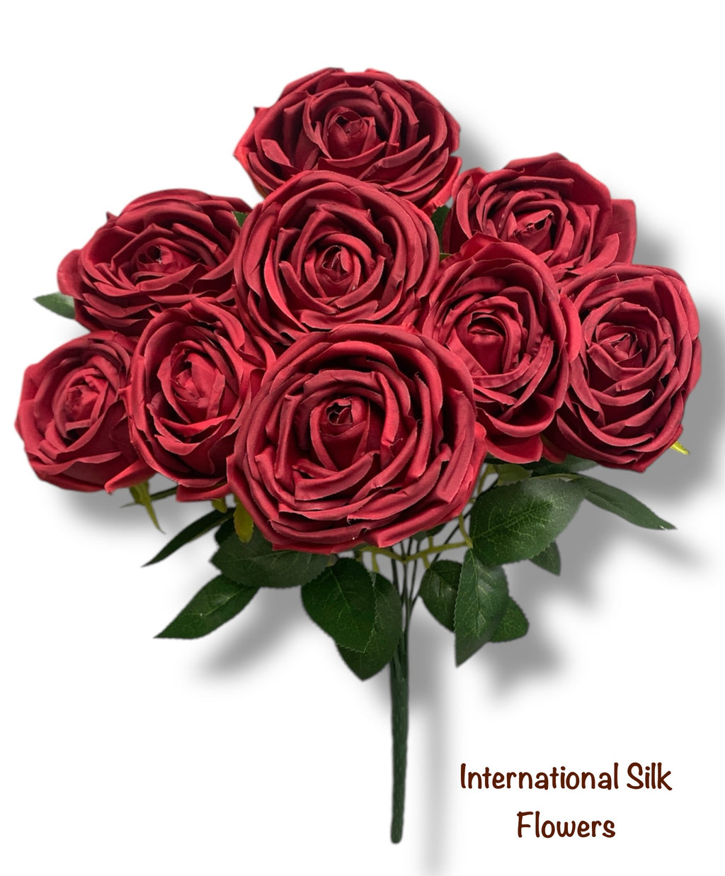 16” Faux Cabbage Rose Bush ( INT0005-Red )