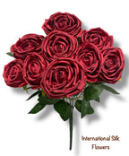 16” Faux Cabbage Rose Bush ( INT0005-Red )