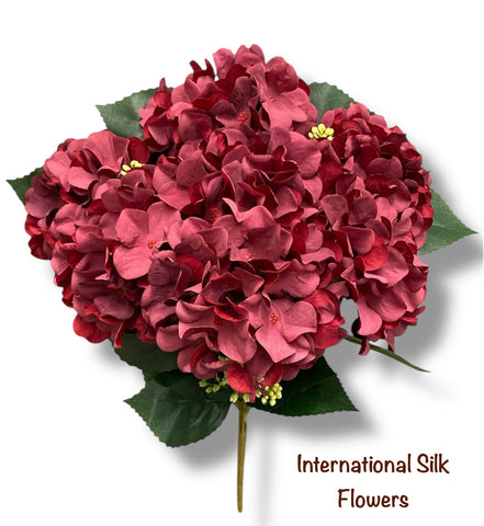 18'' Pongee Hydrangea Bush ( INT24007-#14 Burgundy )