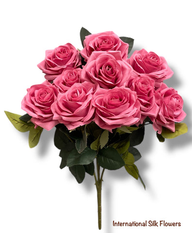 18'' Silk Open Rose Bush ( AN10004-Babie Pink )