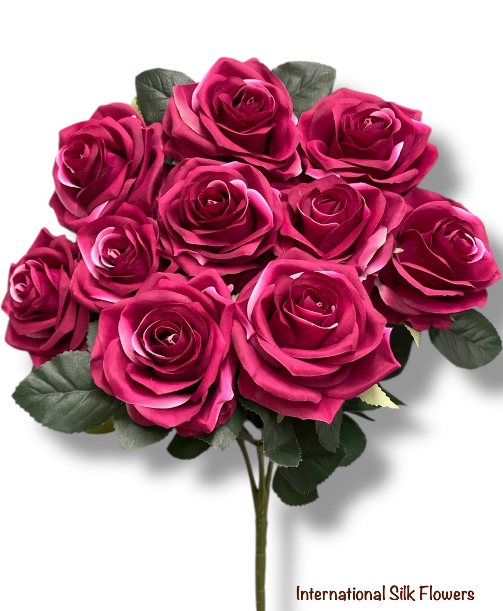 18'' Silk Open Rose Bush ( AN10004-Fushia )