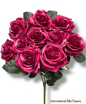 18'' Silk Open Rose Bush ( AN10004-Fushia )