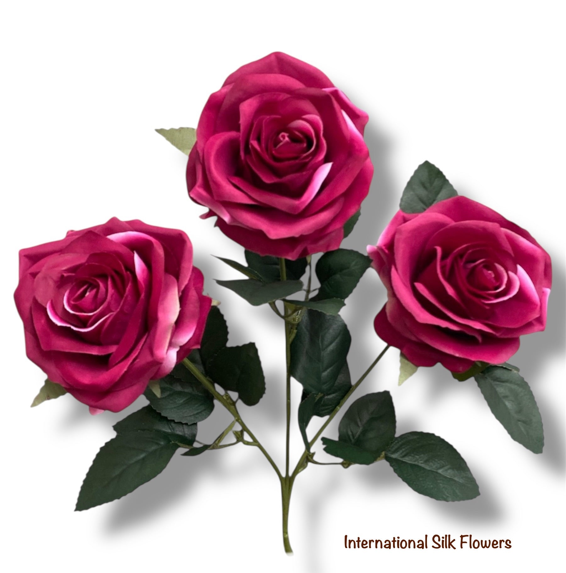 18'' Silk Open Rose Bush ( AN10004-Fushia )