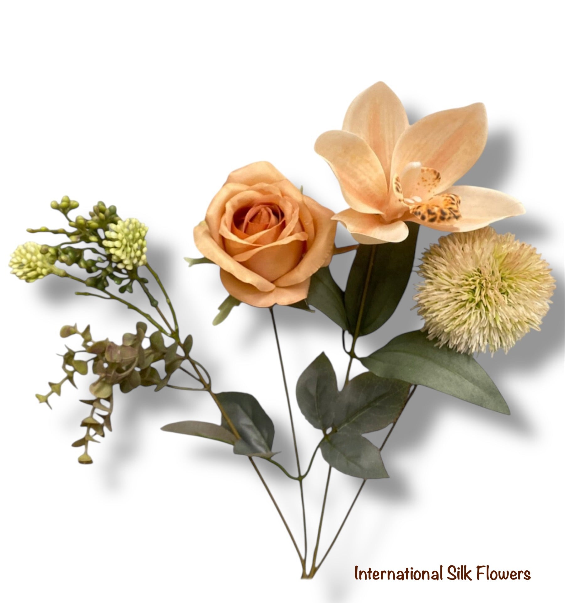 17.5'' Rose/Cymbidium/Allium Bush ( TY2059-RU/COM )