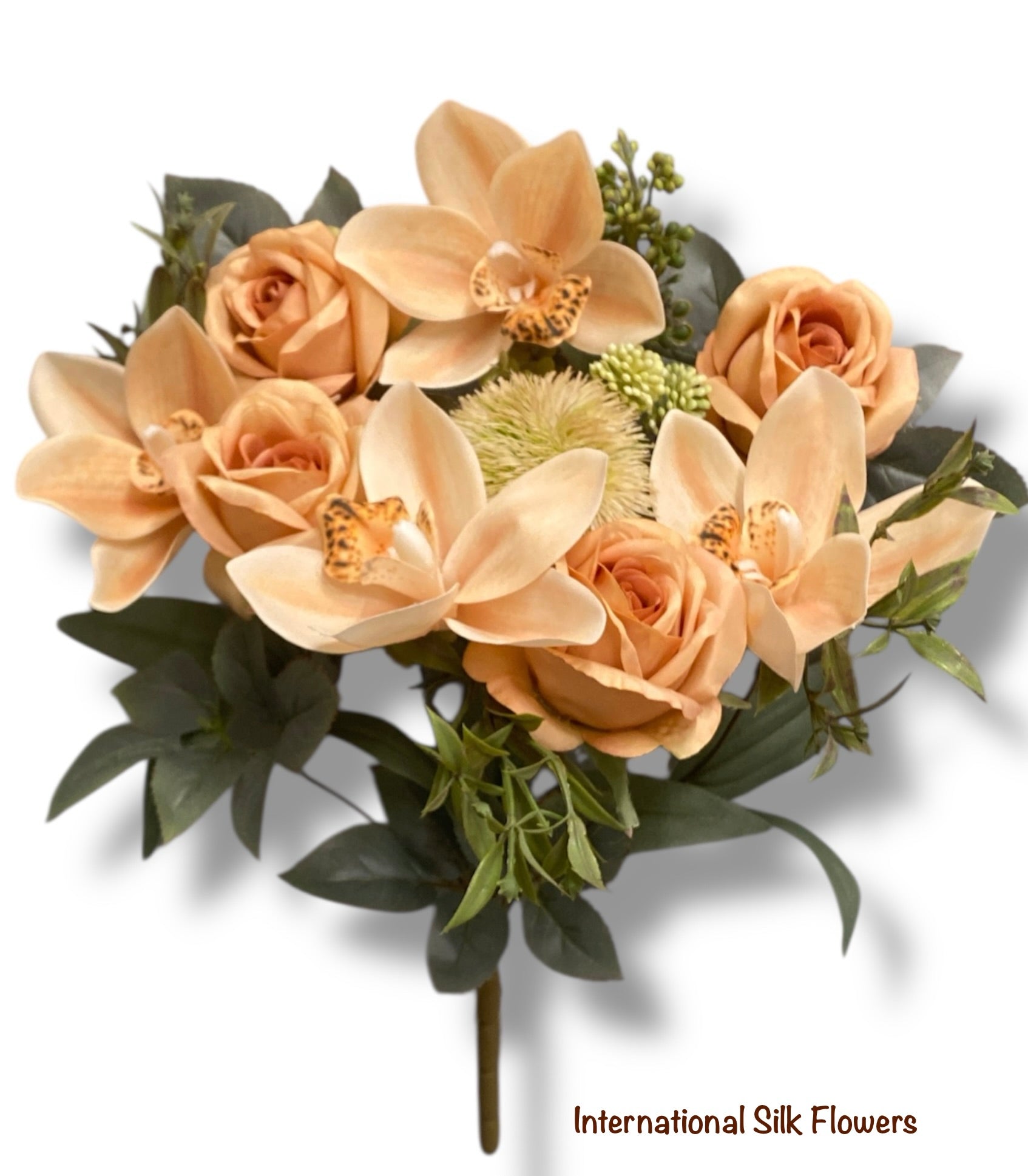 17.5'' Rose/Cymbidium/Allium Bush ( TY2059-RU/COM )