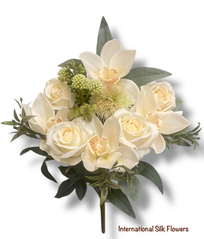 17.5'' Rose/Cymbidium/Allium Bush ( TY2059-CR )