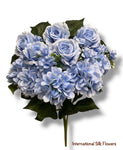 23'' Deluxe Silk Rose Hydrangea Mix Bush ( B1501-Baby Blue )