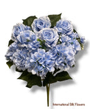 23'' Deluxe Silk Rose Hydrangea Mix Bush ( B1501-Baby Blue )