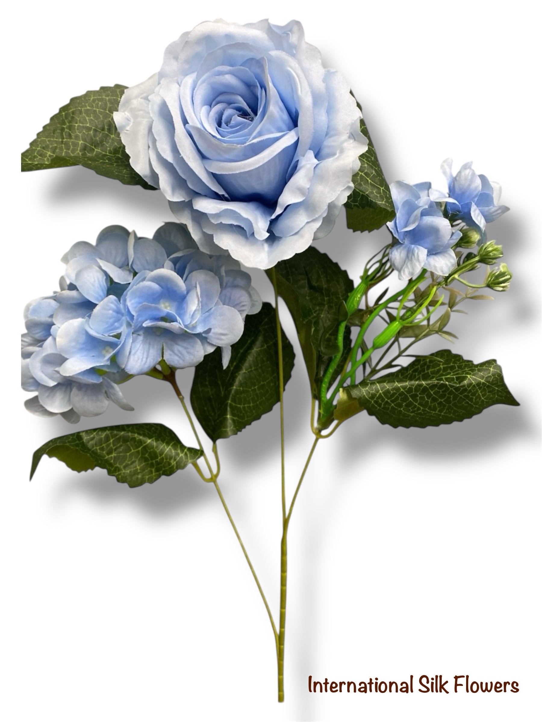 23'' Deluxe Silk Rose Hydrangea Mix Bush ( B1501-Baby Blue )