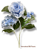 23'' Deluxe Silk Rose Hydrangea Mix Bush ( B1501-Baby Blue )