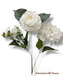 23'' Deluxe Silk Rose Hydrangea Mix Bush ( B1501-White )