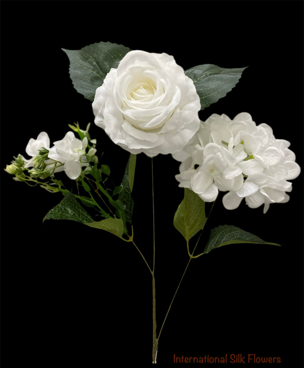 23'' Deluxe Silk Rose Hydrangea Mix Bush ( B1501-White )