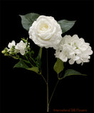 23'' Deluxe Silk Rose Hydrangea Mix Bush ( B1501-White )