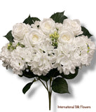23'' Deluxe Silk Rose Hydrangea Mix Bush ( B1501-White )