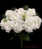 23'' Deluxe Silk Rose Hydrangea Mix Bush ( B1501-White )