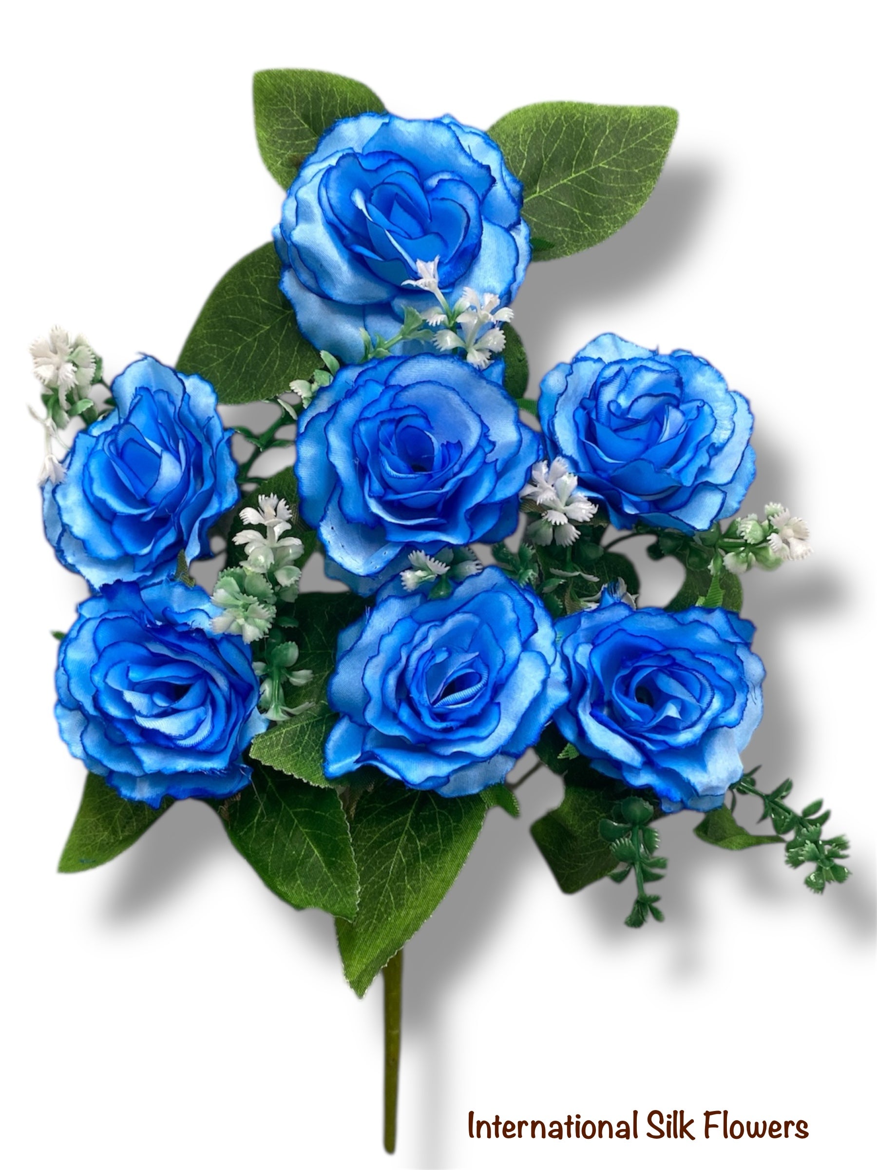 13'' Small Open Rose Bush ( J07001-Blue )