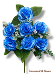 13'' Small Open Rose Bush ( J07001-Blue )