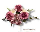 12'' Peony Hydrangea Bush ( J05080-Mauve )