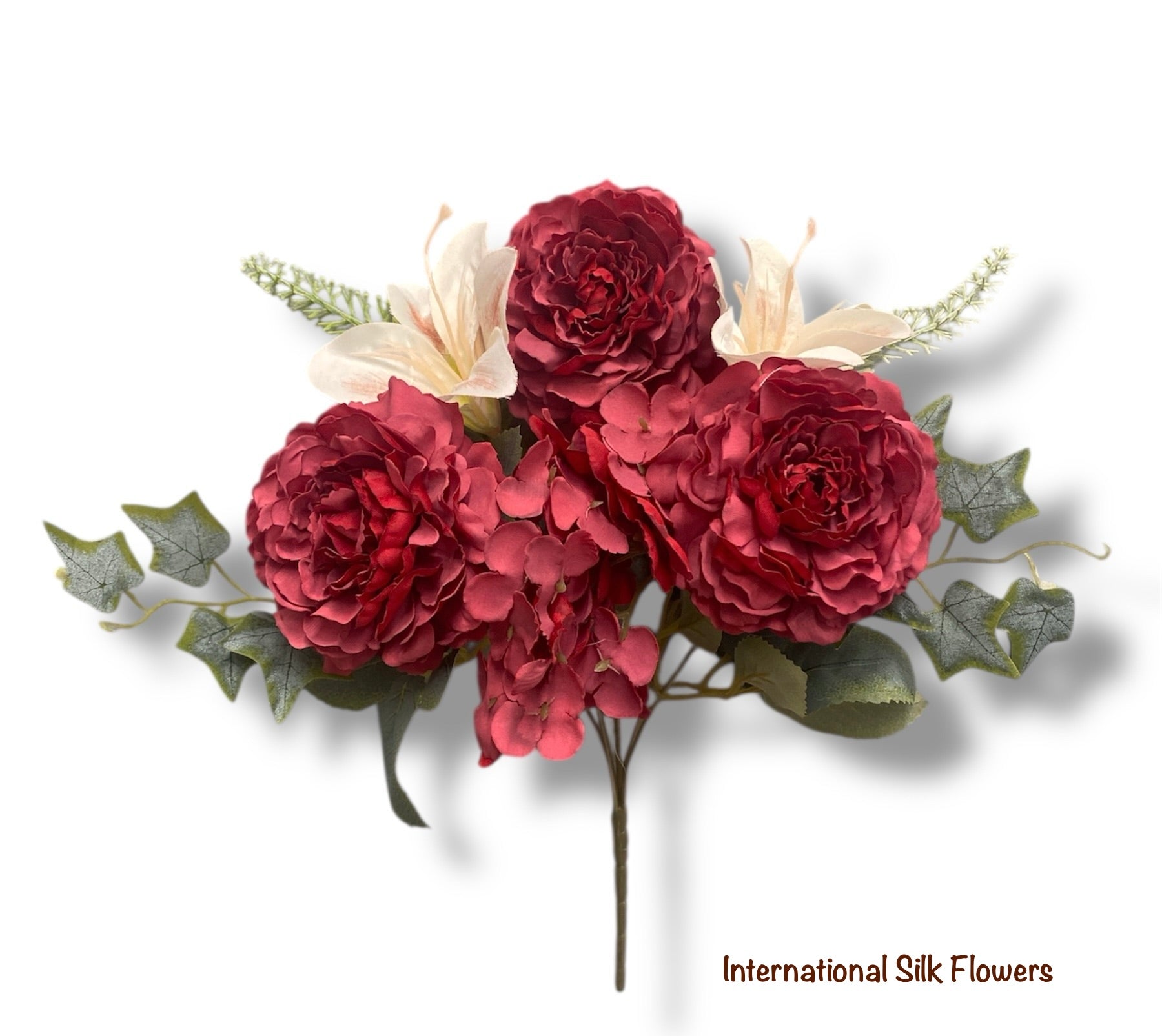12'' Peony Hydrangea Bush ( J05080-Red )