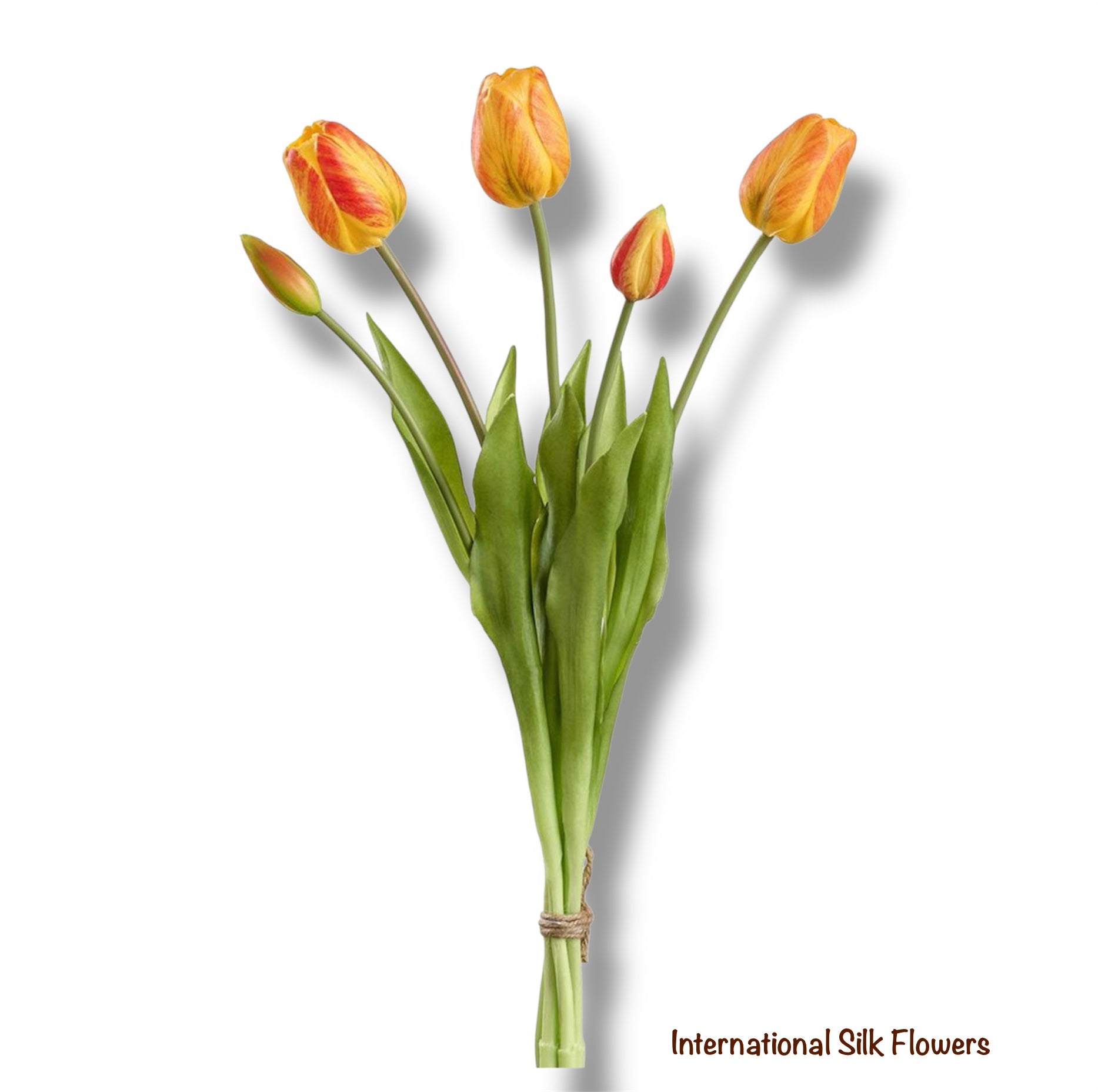 18" Real Touch Tulip Bud Bouquet ( FBQ438-OR/YE )