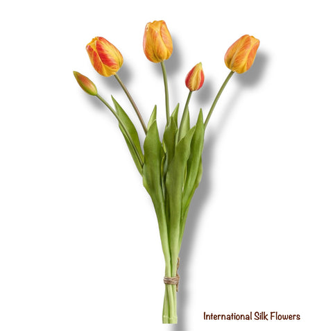 18" Real Touch Tulip Bud Bouquet ( FBQ438-OR/YE )