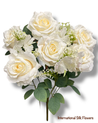 19'' Rose/Hydrangea Bush ( INT5503-Beige )