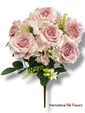 19'' Rose/Hydrangea Bush ( INT5503-Mauve )