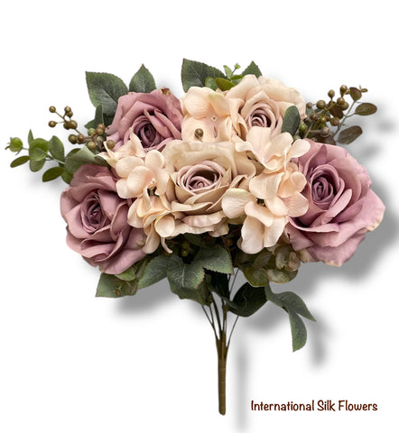 19'' Rose/Hydrangea Bush ( TY3792-PU/COM )
