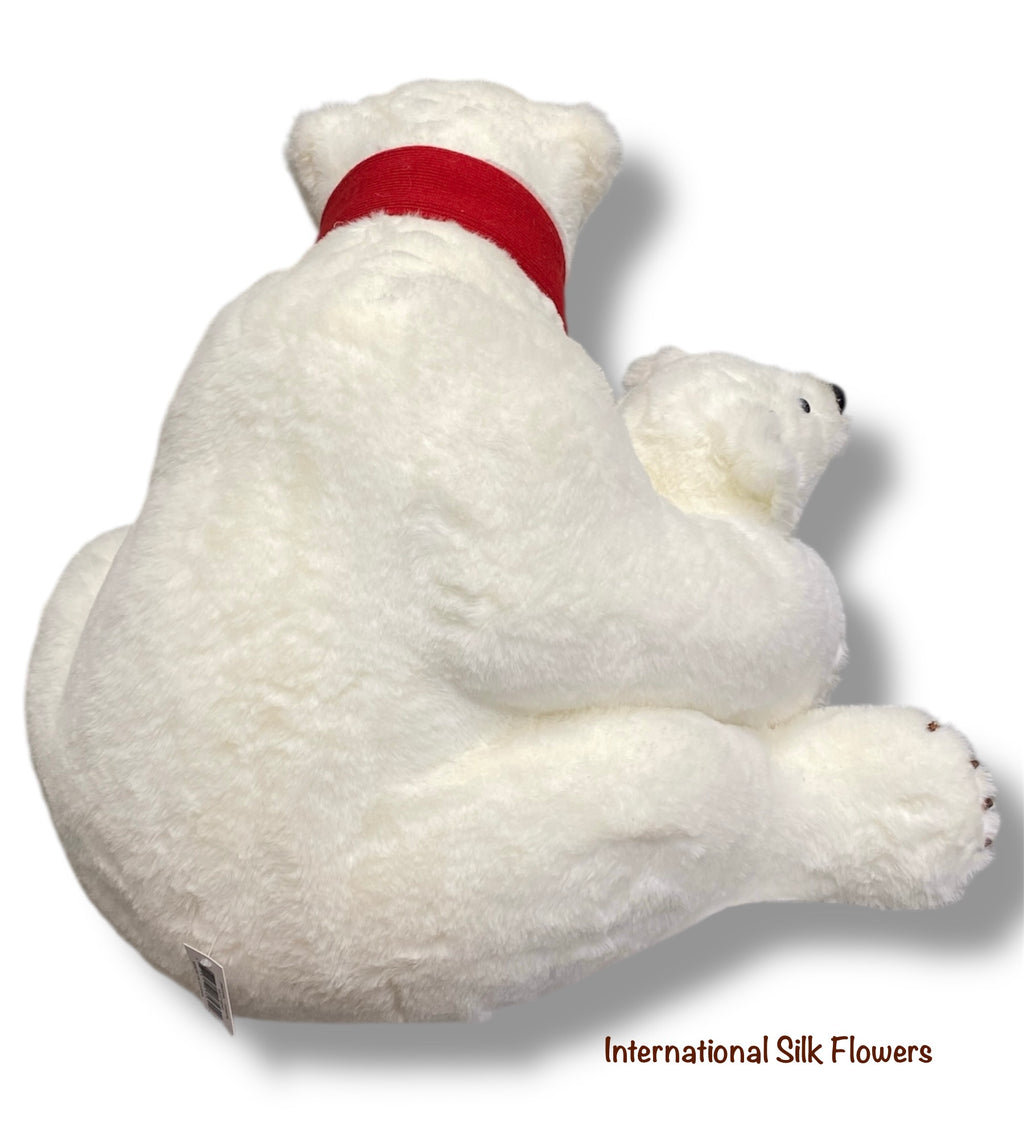 18'' x 18'' x 15'' Polar Mom Bear with Cub  ( 260359-White )