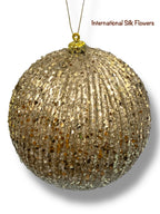 5.9'' Glitter Beaded Ball Ornament ( 206640- Champagne )