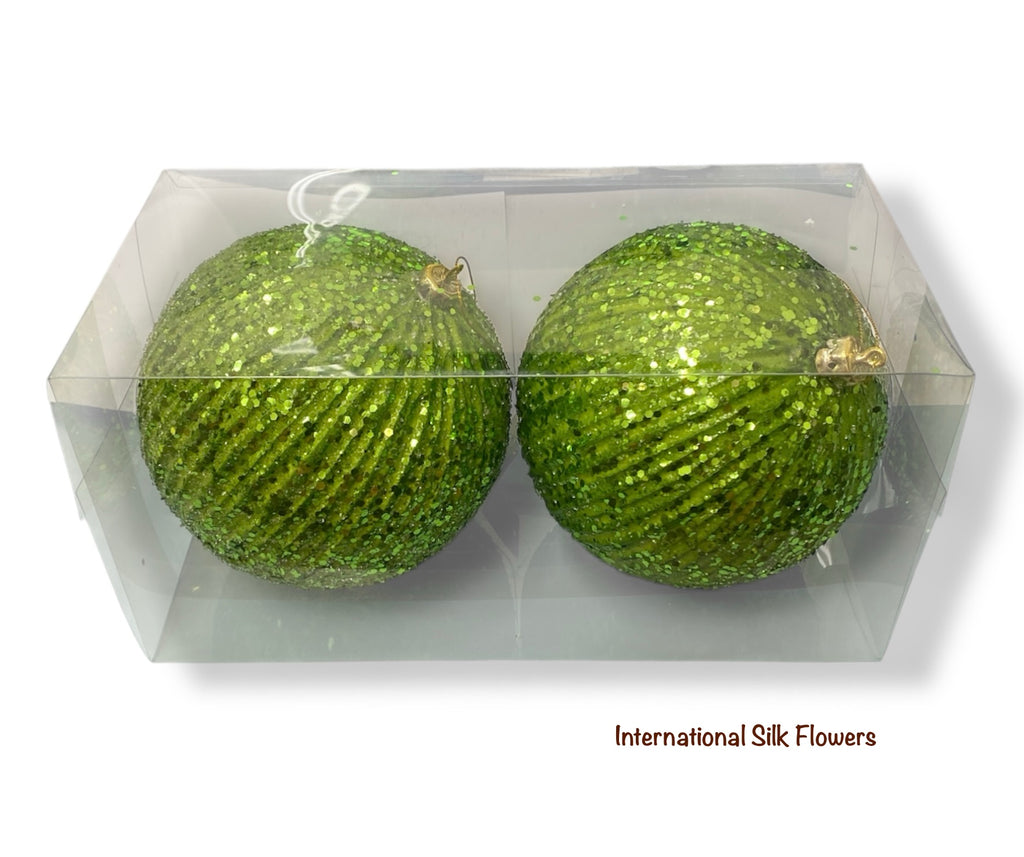 5.9'' Glitter Beaded Ball Ornament ( 206640-Green )