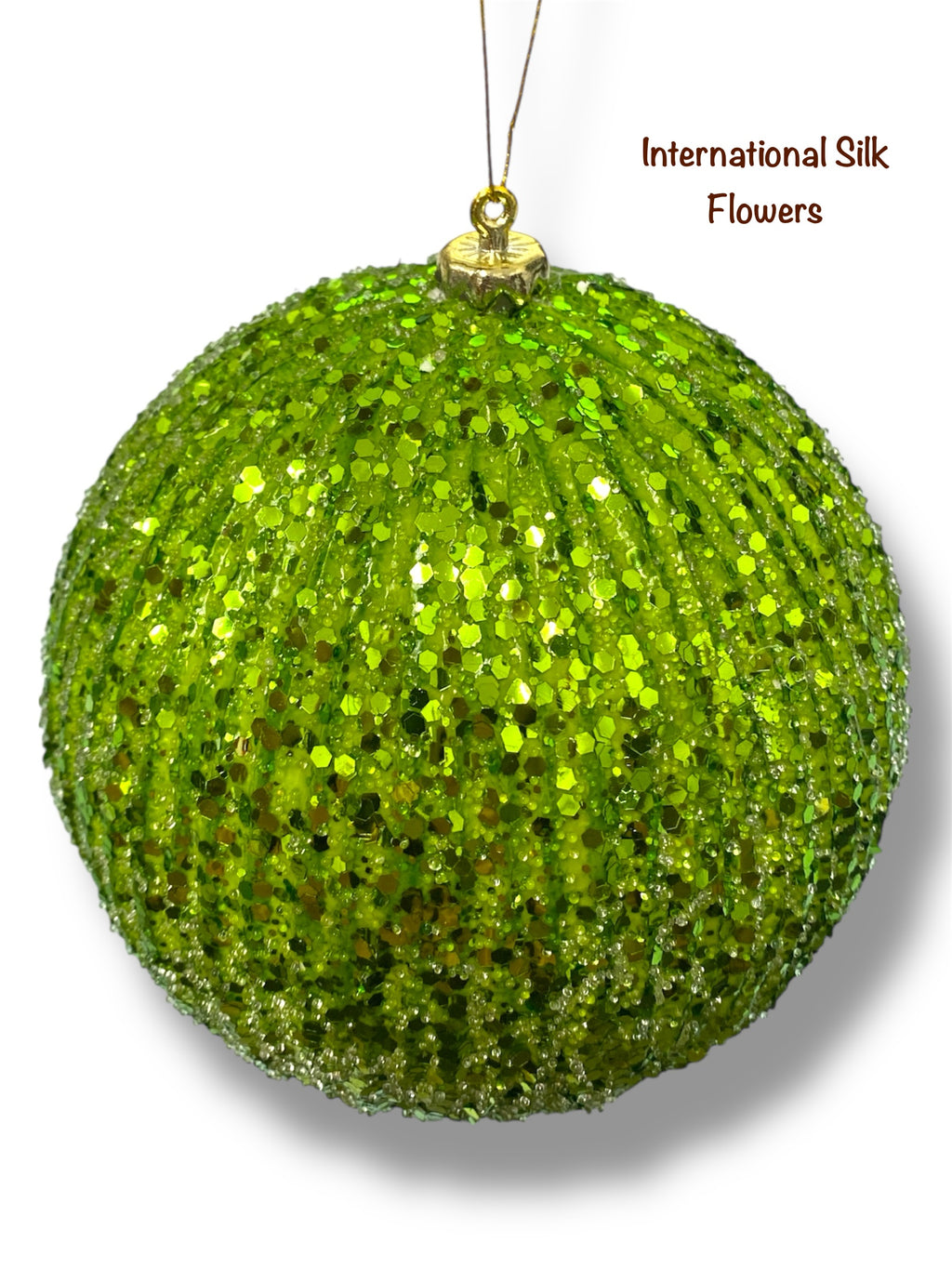 5.9'' Glitter Beaded Ball Ornament ( 206640-Green )