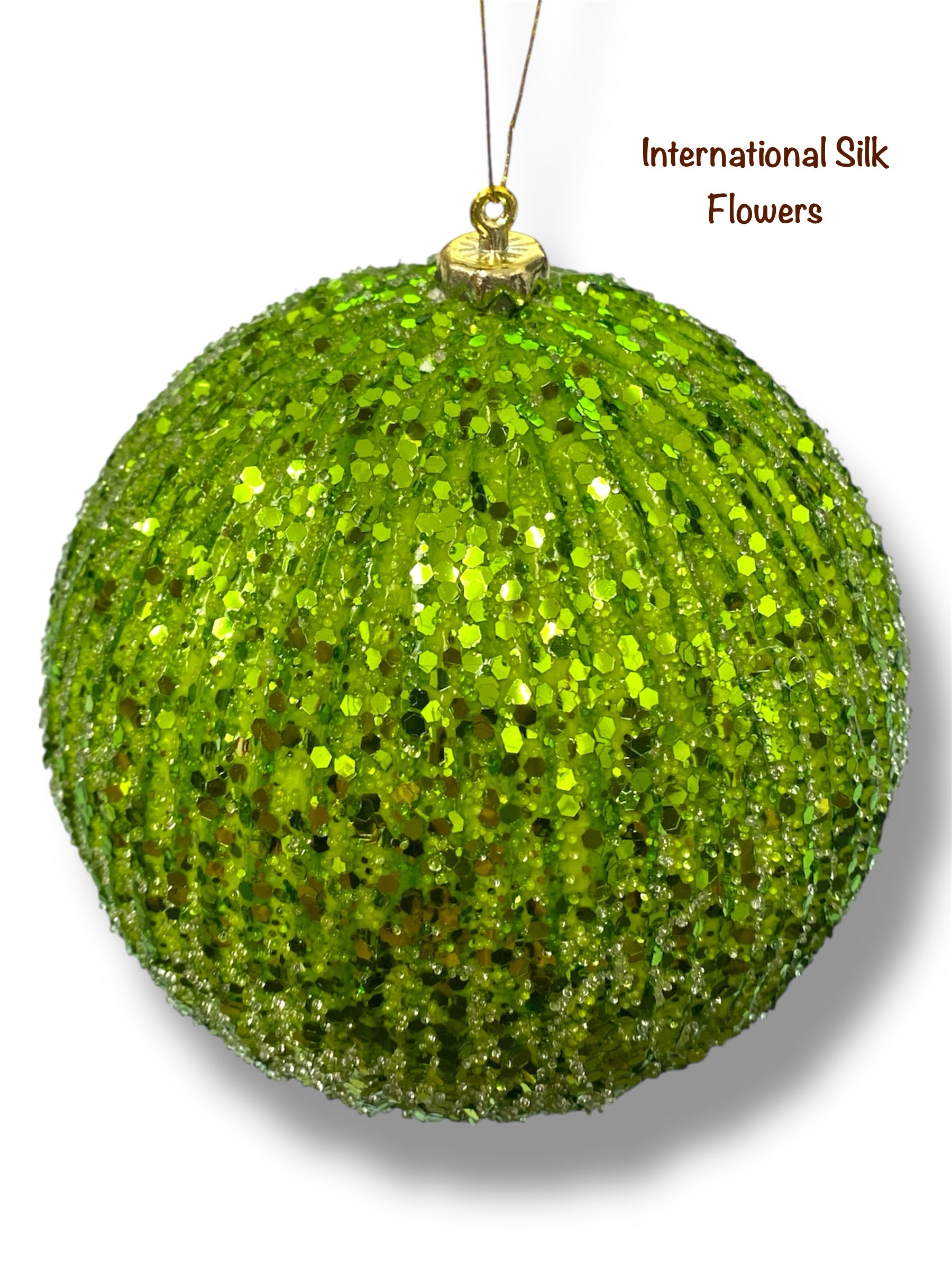 5.9'' Glitter Beaded Ball Ornament ( 206640-Green )