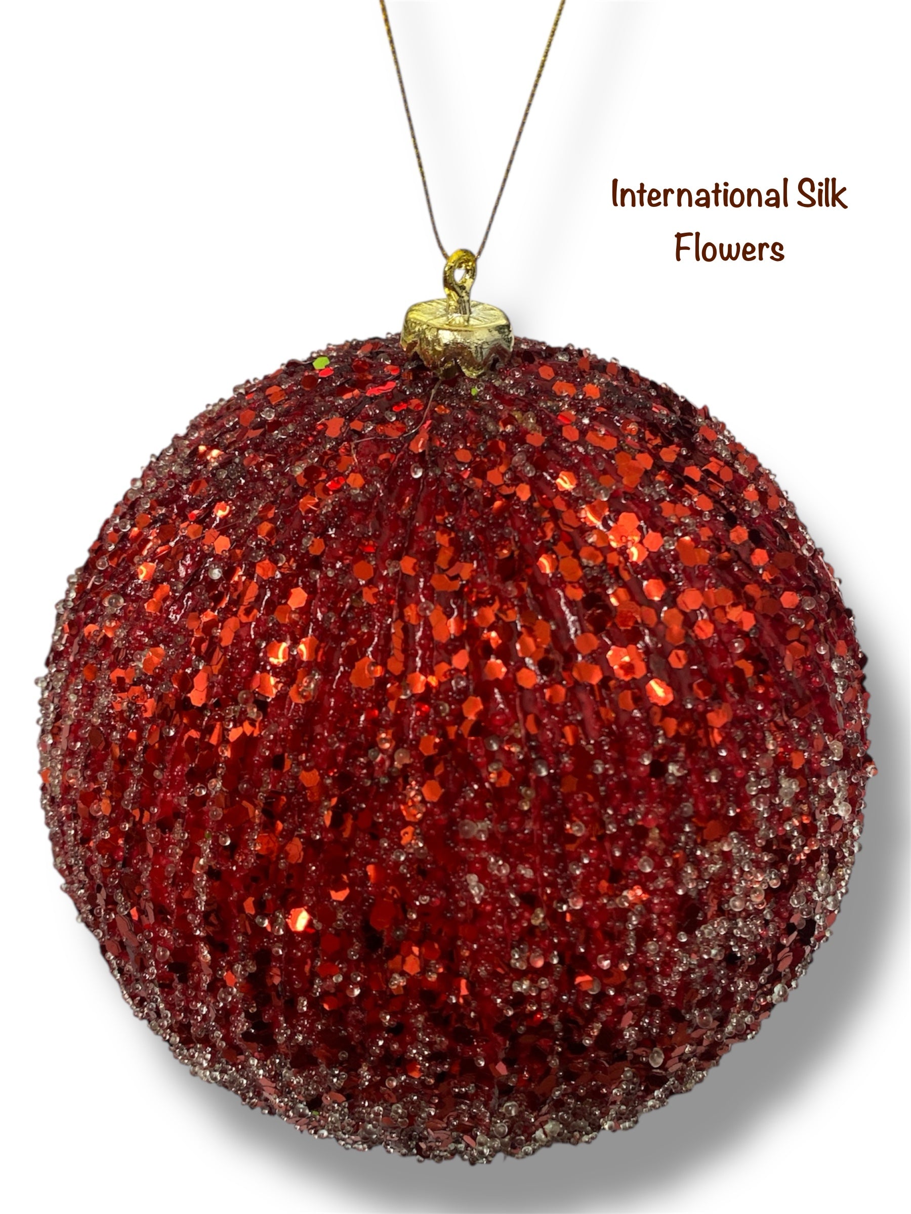 5.9'' Glitter Beaded Ball Ornament ( 206640-Red )