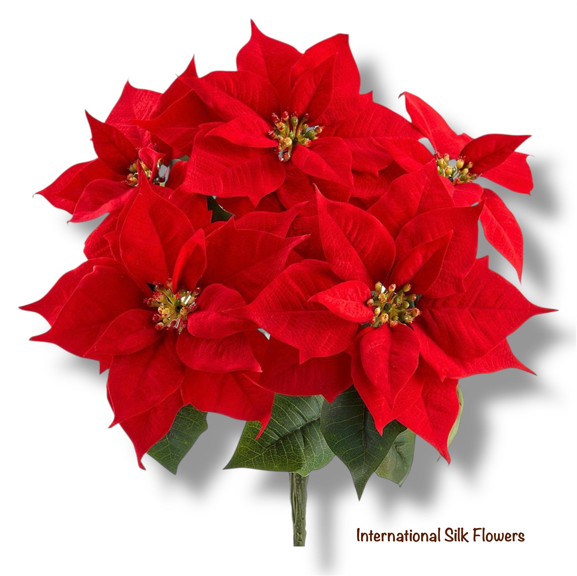 15'' VELVET POINSETTIA BUSH ( XPB534-RED )