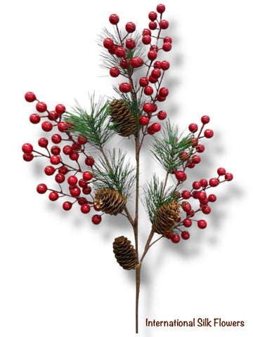 26'' Pine/Pinecone/Berries Spray ( AC3051 )