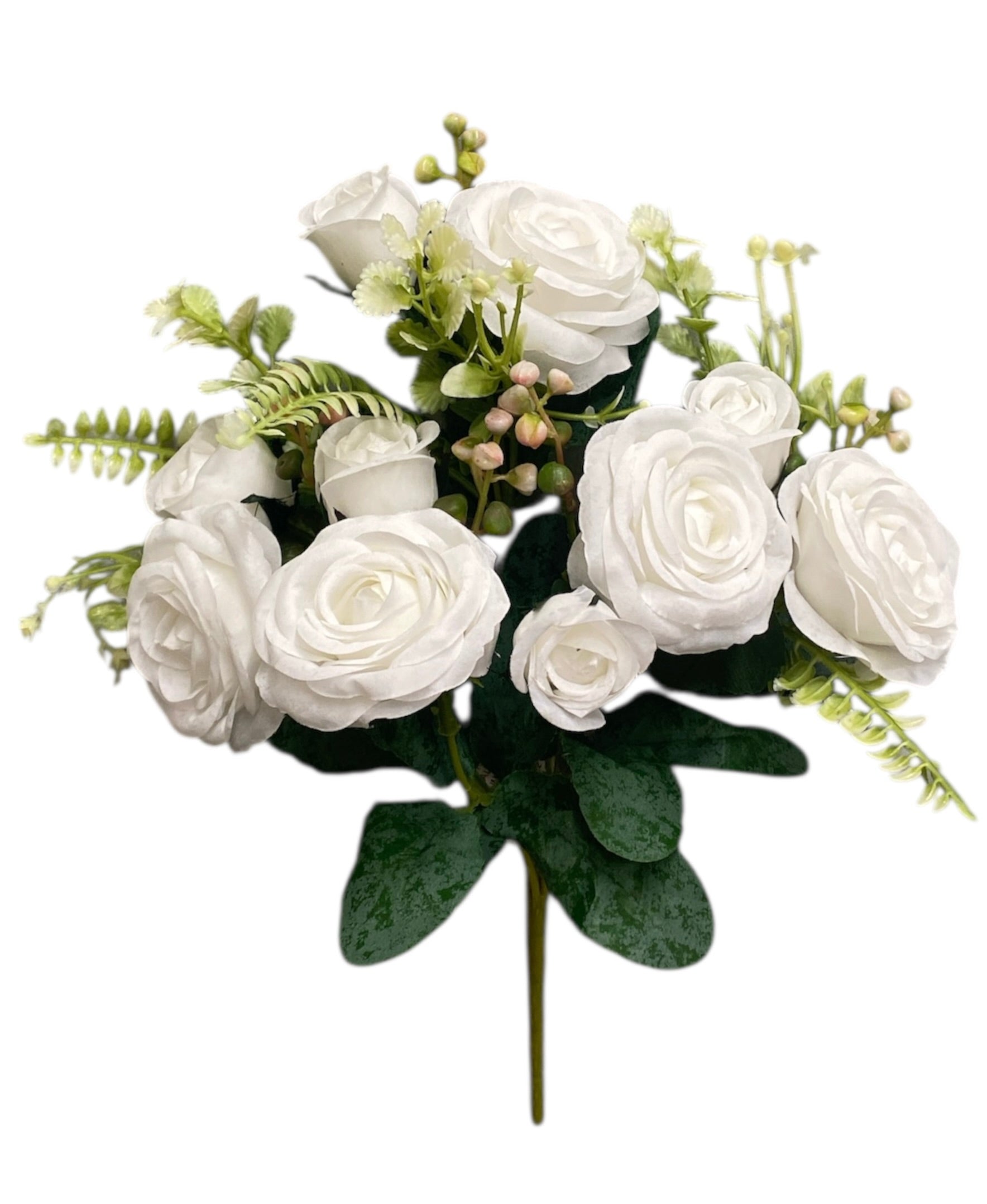 12'' Small Open Rose Bush ( INT1522-#1 White )