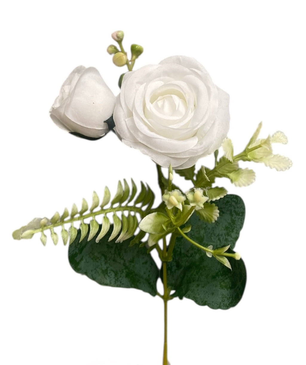 12'' Small Open Rose Bush ( INT1522-#1 White )