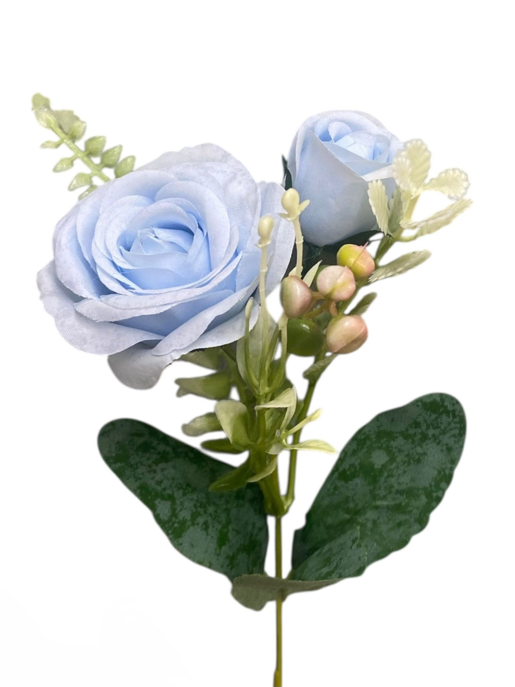 12'' Small Open Rose Bush ( INT1522-#9 Light Blue )