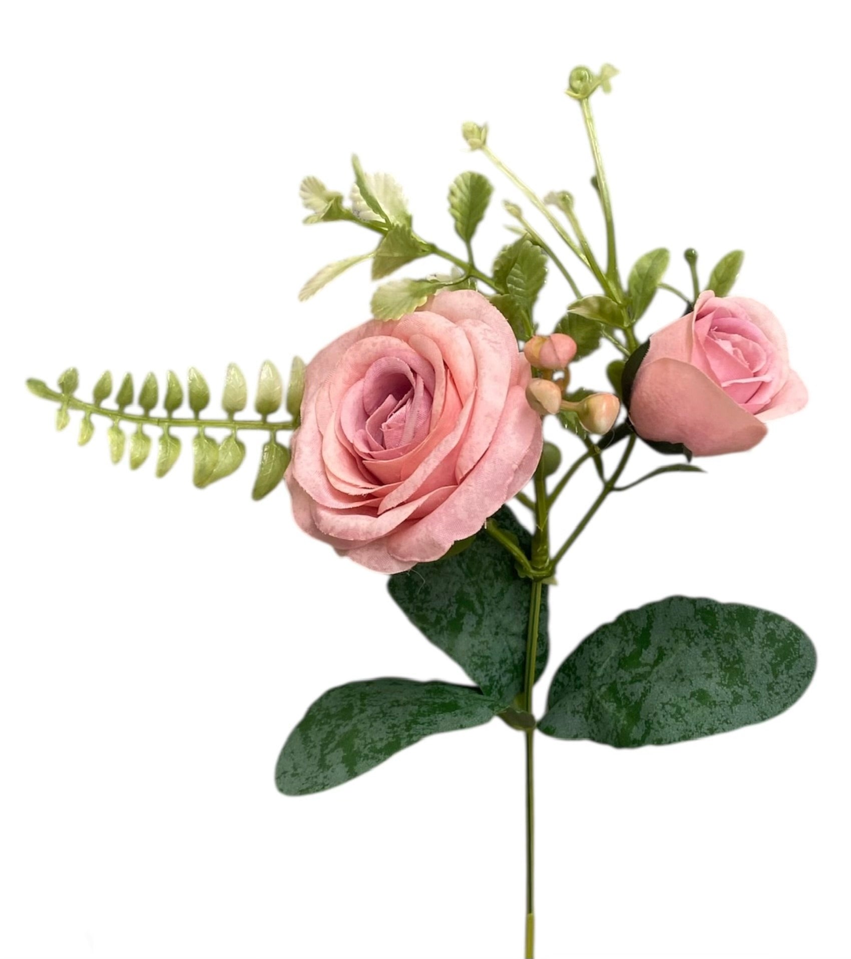 12'' Small Open Rose Bush ( INT1522-#10 Dusty Pink )