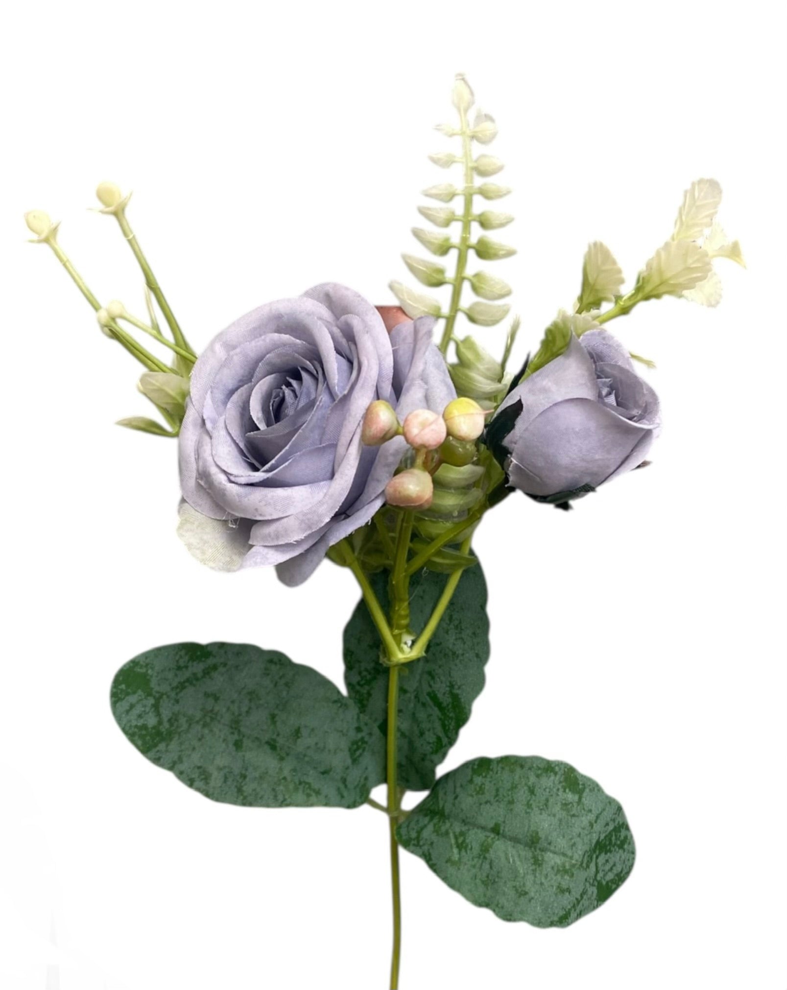 12'' Small Open Rose Bush ( INT1522-#4 Grey Blue )