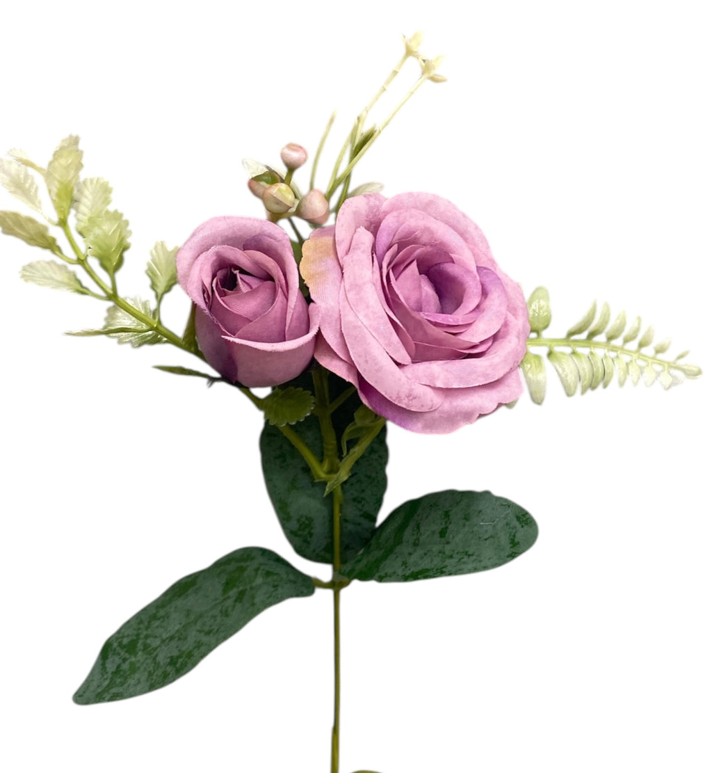 12'' Small Open Rose Bush ( INT1522-#8 Lavender )