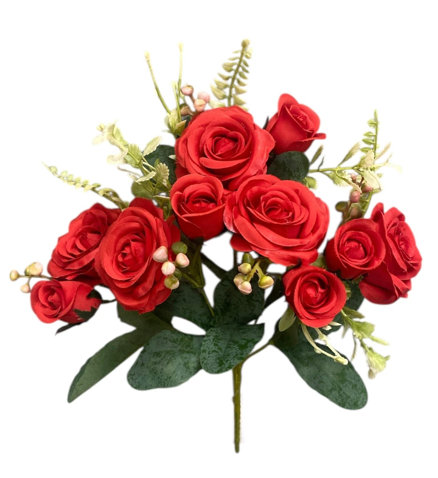 12'' Small Open Rose Bush ( INT1522-#11 Red )