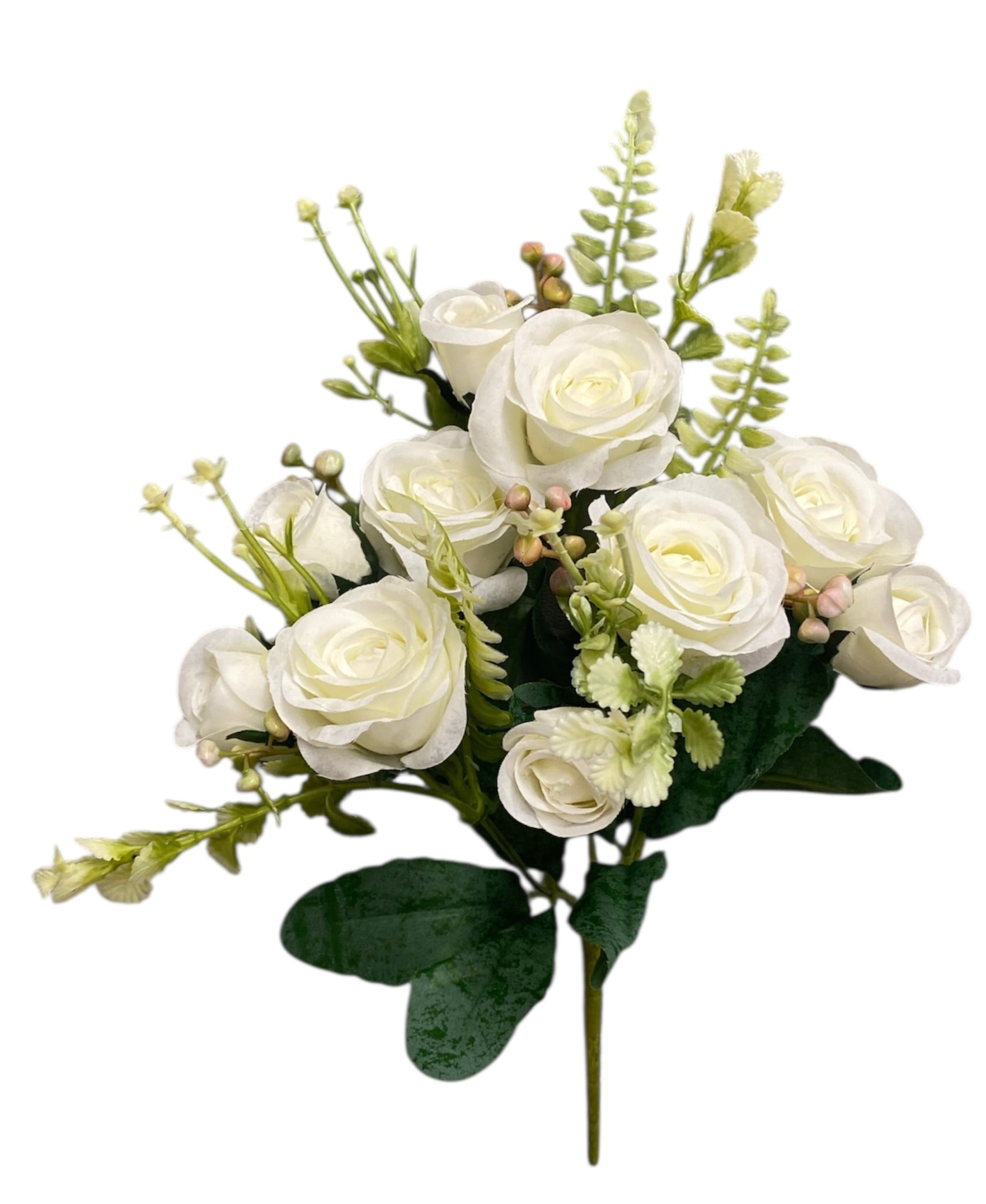 12'' Small Open Rose Bush ( INT1522-#7 Cream )